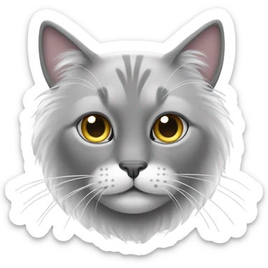 Grey/ white cat wit long hair and one eye  sticker