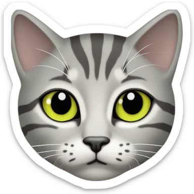 light gray tabby cat with white stripes domestic short hair with yellow green blue eyes and black pupil sleeping sticker