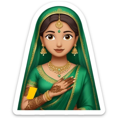 bride in mehendi Ceremony in green saree standing sticker