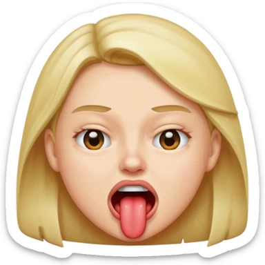 A face biting its tongue and squinting  sticker