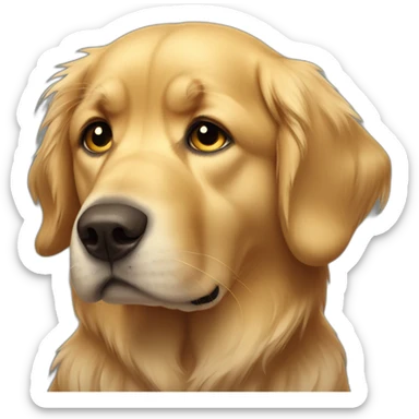 sad golden retriever with tears sticker