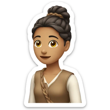 Girl with long braid over her shoulder going down to her waist  sticker