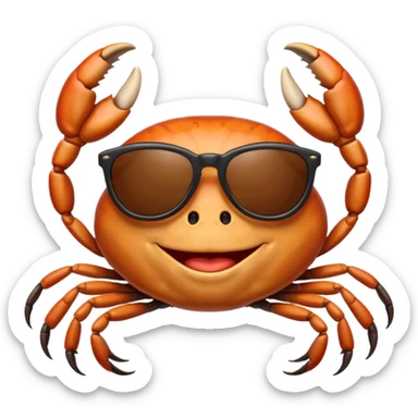 Alaska crab are moving wearing a sunglass and say hi sticker