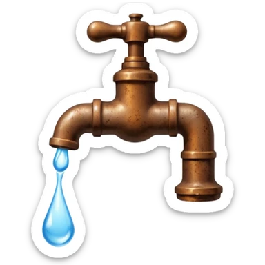 
water pouring from an OLD tap, 1980 sticker