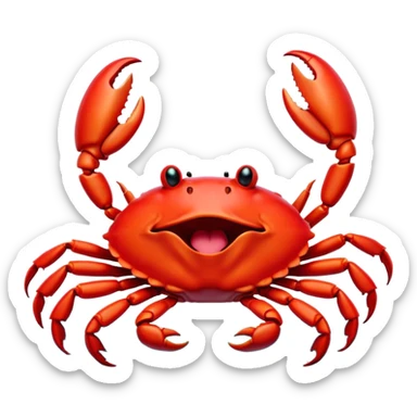 Cinematic Cute Yawning Red Crab Portrait Emoji, Head tilted slightly with a dramatic, wide-open yawn, showcasing a vivid, scarlet exoskeleton with softly drooping antennae and eyes half-closed in drowsy contentment, Simplified yet irresistibly adorable features, highly detailed, glowing with a soft, cozy oceanic glow, high shine, relaxed yet expressive, stylized with a dash of whimsical seaside charm, soft glowing outline, capturing the essence of a drowsy yet affectionate red crab that appears ready to scuttle out for a nap! sticker