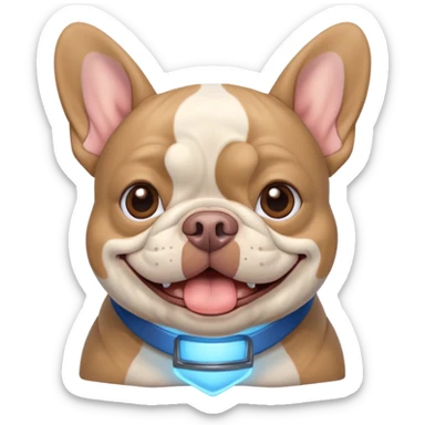 blue tan french bulldog smiling sticker
