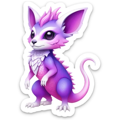 Cool Edgy Purple-pink-white-gradient ethereal badass Fionbri-Vernid-Trico-animal-creature full body sticker