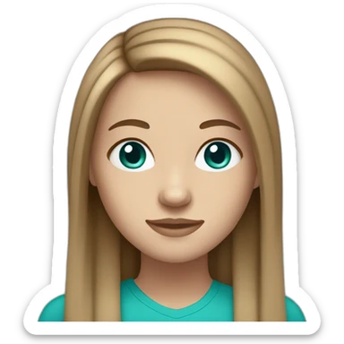 One white girl with long straight light brown hair and turquoise eyes sticker