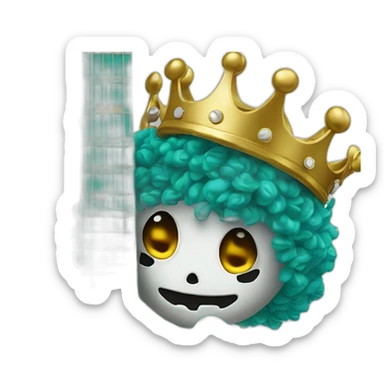 Soolking brook ;affro cut ;turquoise electric guitar;golden crown ;skeletal face sticker