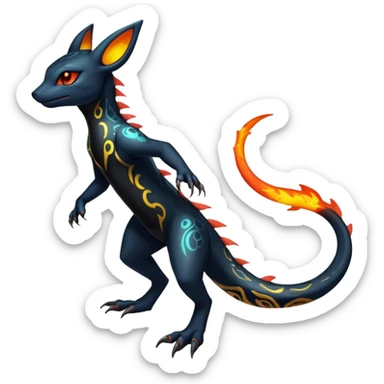 Colorful Dark Shiny Exotic Salandit-Umbreon-Quilava-Fakémon-hybrid-creature (full body)  sticker
