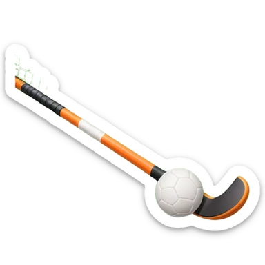 A field hockey stick and ball on a vibrant green grass field, with goalposts and clear field markings in the background. The scene emphasizes the bright, lush grass, highlighting the fast-paced and strategic nature of hockey on a well-maintained pitch. sticker