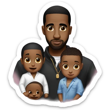 Pdiddy whit Drake and a baby sticker