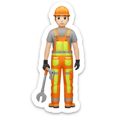 Engineer in orange hi-vis overalls facing away sticker