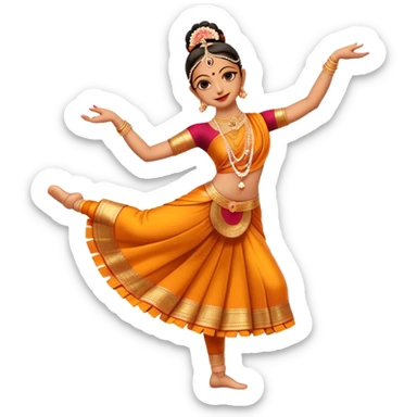 cinematic-realistic-bharatanatyam-dance-emoji,-depicted-as-an-elegant-classical-indian-dance-performance-with-graceful-poses,-intricate-costumes,-and-expressive-hand-gestures,-rendered-with-rich-textures-and-warm-dramatic-lighting, single dancer full body  sticker