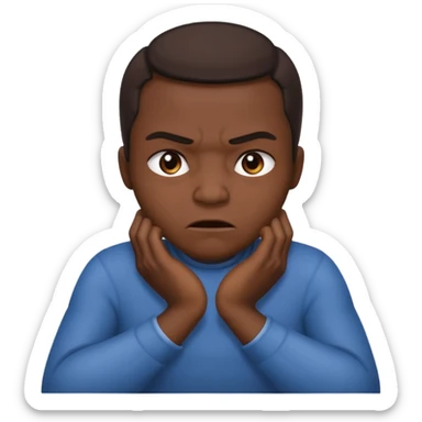 Grabbing throat with hands and looking angry with arms crossed and under chin sticker