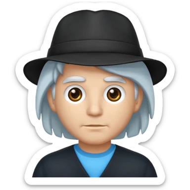 Menino branco de cabelo escuro, boné preto, olhos azuis sticker