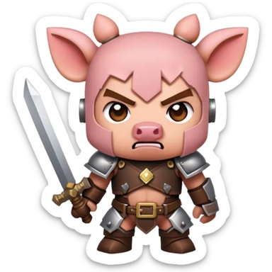 angry Minecraft baby Piglin in leather armor sticker