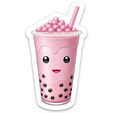 Some pink boba tea sticker