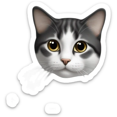 Petite chat blanc avec une tache noir au dessus de l’oeuil gauche et la queue noire sticker