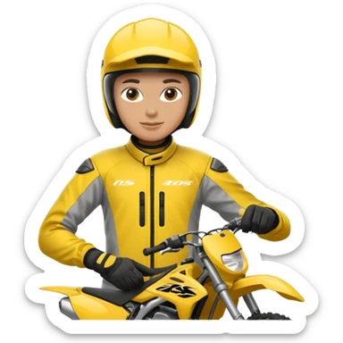 dirtbike rider in yellow gear signing autographs sticker