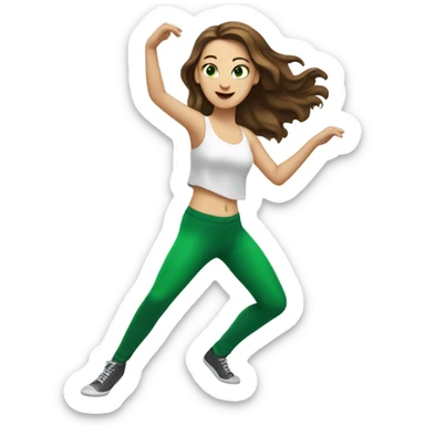 Eva white girl with brunette hair and green eyes dancing sticker