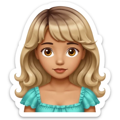 latina lady in a cute dress with bleached and brown wavy hair with bangs sticker