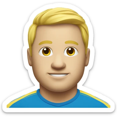 White face man Fat soccer player in yellow shirt and blue shorts and blue socks sticker