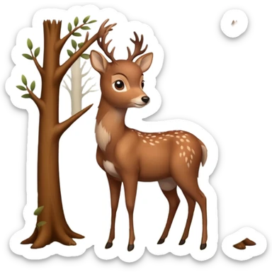 A gentle deer standing quietly under forest branches.











































 sticker