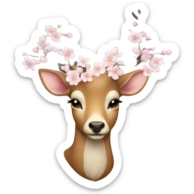 Elegant deer with blossoms entwined in its antlers sticker