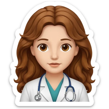 médica, cabelo castanho, pele branca, cabelo ondulado, cabelo comprido sticker