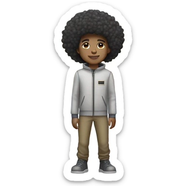 1 full-body Afro light-skinned skinned male teenager on a spaceship. sticker