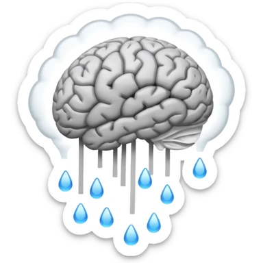 a brain with apparel floating around it sticker