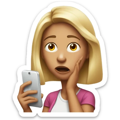 30 year old girl looking at cell phone shocked sticker