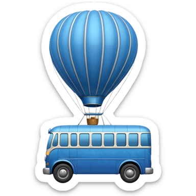 make me a high definition emoji of a Blue bus suspended by a single hot air balloon make the bus realistic and have just 1 hot air balloon sticker