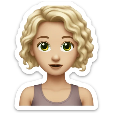 white girl with a dirty blond hair and dark green eyes  sticker