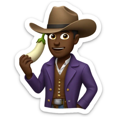 Cowboy eating eggplant and trenchcoat sticker