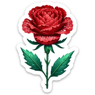 Un clavel rojo con purpurina y polvo mágico sticker