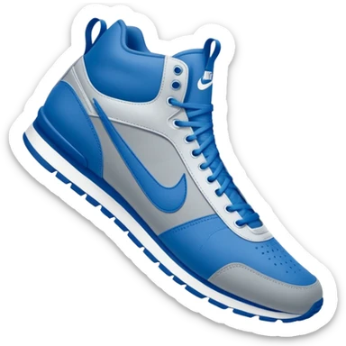 Tiburon Con 3 Aletas Actuando Como Piernas Con Zapatillas Azules Y El Logo De Nike Blanco sticker