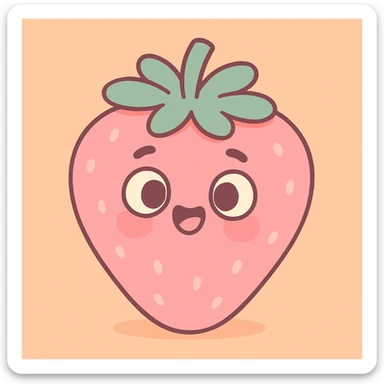pink strawberry with a cute face, soft colors and friendly expression, pastel toon style sticker