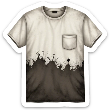 A white T-shirt heavily stained with black dirt and grime. The fabric is covered in dark smudges, making it look extremely dirty and worn out sticker