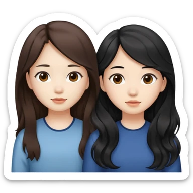 Two girls drinking they’re both Asian but one has wavy brown hair and the other has really long straight hair sticker