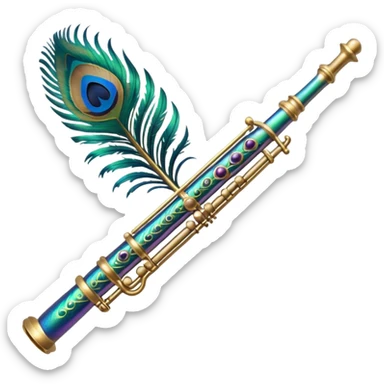 Peacock feather flute sticker