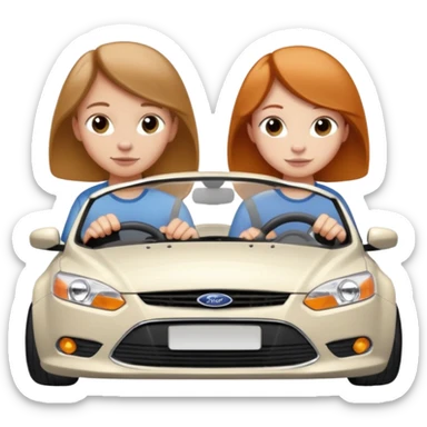 Two mouse  one girl with brunette long hair and one ginger short hair boy, boy drive a white ford focus card sticker