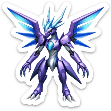 Cool Edgy Shiny Godly Ethereal Digimon-Genesect-Dialga-hybrid full body sticker