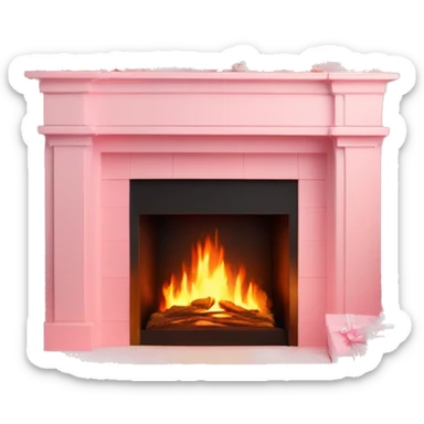Pastell pink asthetic clean Christmas fireplace  sticker