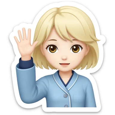 Make a chibi anime girl waving sticker