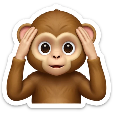 adorable small monkey, hands over eyes sticker