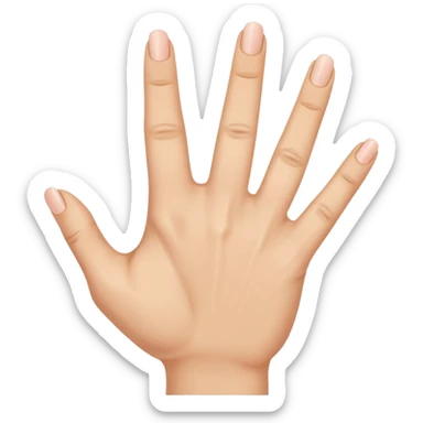 the ring finger, index finger, and middle finger facing up while the thumb and pinky finger are facing inwards towards the hand sticker