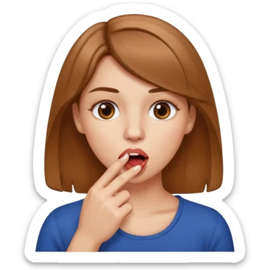 Una mujer mordiendose el dedo, sin la lengua para afuera y que el dedo este más omenos adentrod de la boca EL DEDO ADENTRO DE LA BOCA sticker