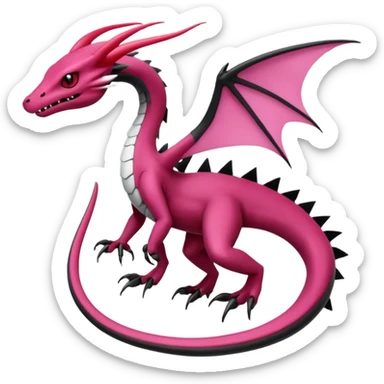 Magenta, black and white Flygon-Gorebyss-Salandit-Pokémon-Fakémon-creature-fusion-hybrid sticker